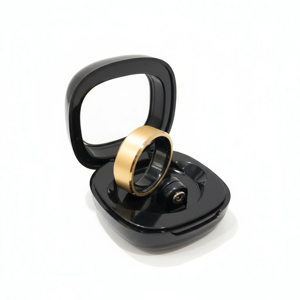 Smart Ring NWT Beautiful Brushed Gold Tone Fitness Tracker Sleep, HR, BP Steps - Picture 2 of 15